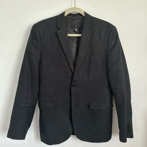H&M Black Linen Suit Slim